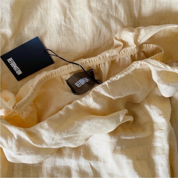 Reformation 100% linen dress in buttercream NWT - Picture 4 of 7